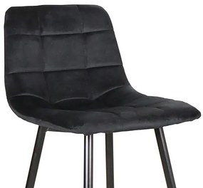 Barová stolička Mila Velvet, čierna