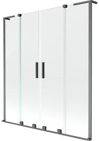 Mexen Velar L Duo, 2-krídlová posuvná vaňová zástena 150 x 150 cm, 8mm číre sklo, brúsený grafit, 896-150-003-02-66