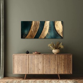 Obraz - Zelená abstrakcia so zlatom I. (120x50 cm)