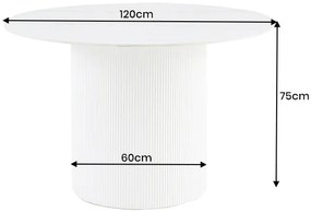 Okrúhly jedálenský stôl Parthenia 120 cm vzor biely mramor
