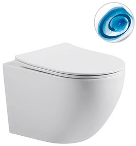 Cerano Cesso, závesná WC misa Vortex + UF sedátko - biela lesklá - 49x36 cm, CER-CER-476678