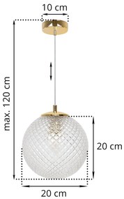 Závesne svietidlo Cannes, 1x číre sklenené tienidlo (fi 20 cm), G