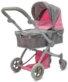 Kočík pre bábiku Baby Mix 2v1 Sophie ružový -sivý, 63,5 x 37 x 63,5 cm
