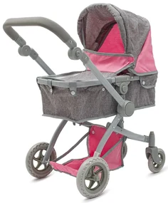 Kočík pre bábiku Baby Mix 2v1 Sophie ružový -sivý, 63,5 x 37 x 63,5 cm