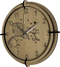 Detské hodiny Sova z javoru – tiché nástenné hodiny pre deti | SENTOP HDF0573-MAPLE