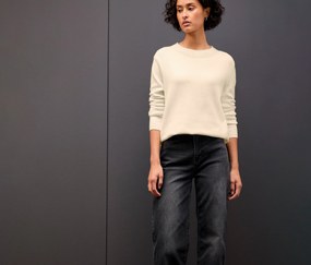 Street One pletený pulóver so zvinutým lemom, béžový