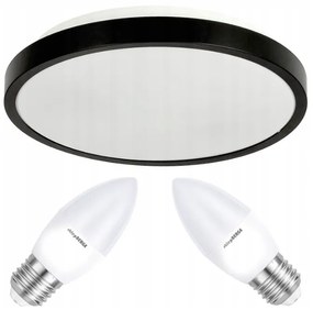 Stropné LED svietidlo LARI-R BLACK - 2xE27 IP20 + 2x E27 10W sviečka - teplá biela