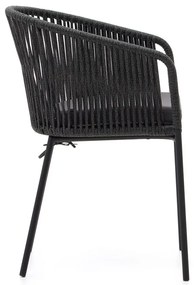 Čierna kovová/polstrovaná záhradná stolička Yanet – Kave Home