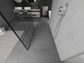 Mexen Kioto, sprchová zástena Walk-In 150 x 200 cm, 8mm sklo čierny vzor, chrómový profil, 800-150-002-01-77