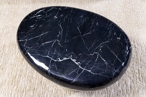 Konferenčný stolík STONE 75 cm mramorový vzhľad čierny