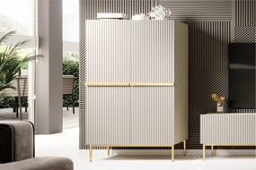 Vysoká komoda Nicole 100 cm – kašmírová / zlatá