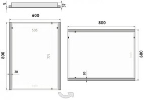 NIMCO ZP 11002 - LED kúpeľňové zrkadlo s podsvietením, 6500 K, 80x60 cm, IP44