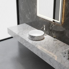 BPS-koupelny Keramické umývadlo na dosku HYD-LA-WH-SV-MOD3-360 36x36 cm, biele/strieborné