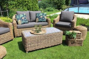 Hnedé záhradné ratanové sedenie so stolom 4-set