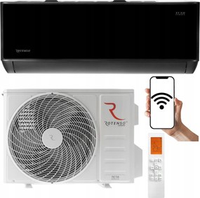 Nástenná klimatizácia Rotenso Teta Mirror Čierna 3.5kW do 40m2 WiFi S Funkciou Vykurovania