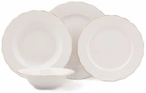 24-dielna jedálenská sada, biela/zlatá, porcelán