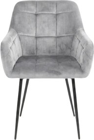 Sivé jedálenské kreslo LOREN VELVET s čiernymi nohami