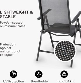 Blumfeldt London Lite, skladacie stoličky, 2 ks, 56,5 x 107 x 68 cm, ComfortMesh, hliník