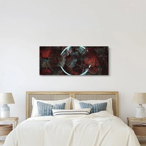Obraz - Neónový kruh medzi palmami (120x50 cm)