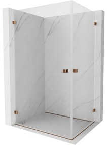Mexen Lunar-B Duo, výklopný sprchový kút 75 x 70 cm, 8mm číre sklo, profil ružové zlato, 832-075L-070P-60-00
