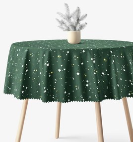 Goldea vianočný okrúhly teflónový obrus - hviezdičky na zelenej Ø 150 cm