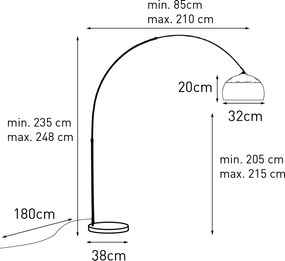 Stojaca lampa mosadz s čiernym mramorovým podstavcom s mosadzným tienidlom - XXL