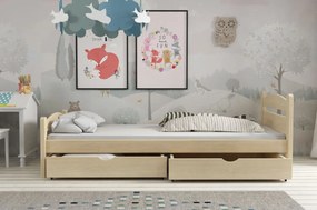 Detská posteľ z masívu borovice MAX so šuplíkmi - 200x90 cm - PRÍRODNÁ BOROVICA