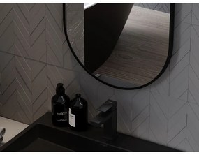 Mexen Loft, oválne kúpeľňové zrkadlo 80 x 40 cm, farba rámu čierna matná, 9851-080-040-000-70