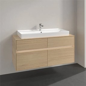 VILLEROY &amp; BOCH Collaro závesná skrinka pod umývadlo na dosku (umývadlo v strede), 4 zásuvky, s LED osvetlením, 1200 x 500 x 548 mm, Nordic Oak, C091B0VJ