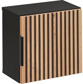 Koupelnová sestava Casad s deskou, umyvadly, zrcadly a skříňkami 120 cm černá/dub wotan