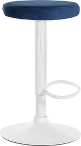 Barová stolička Ponte - zamat, biely rám - Modrá