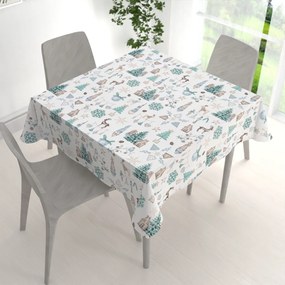 Biante Bavlnený štvorcový obrus Sandra SA-662 Modro-zeleno-hnedý vianočný vzor 60x60 cm