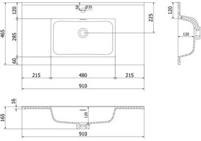 Mexen Orio, kúpeľňová skrinka 90 cm s umývadlom Otis, 1 zásuvka, šedá matná/biela matná, 91A10-09023-1-BF62-W18M01