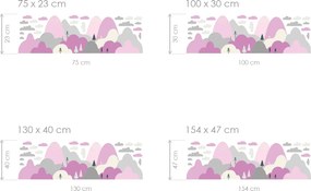 Nordic kopčeky ružové textilní prelepiteľné nálepky na stenu hárok 75 x 23 cm