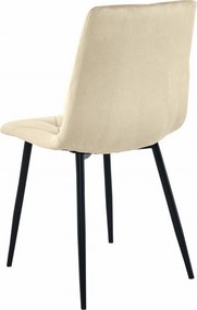 AKCIA Svetlobéžová zamatová jedálenská stolička LIBRA s čiernymi nohami II. akosť