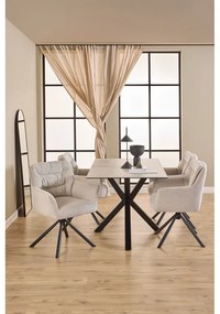 Béžové čalúnené jedálenské kreslo s podrúčkami Alonso – Actona