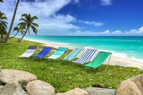 Skladacie plážové ležadlo SAND, sivé pruhy