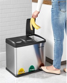 Selektívny odpadkový kôš 24 l, nehrdzavejúca oceľ, strieborný
