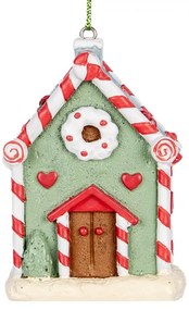 Zelená závesná dekorácia perníková chalúpka - 6*4*8 cm