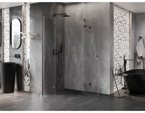 Mexen Lunar, polkruhový výklopný sprchový kút 90 x 90 cm, 8mm číre sklo, profil grafit brúsený, 833-090L-090P-66-00