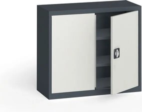 Plechová policová skriňa METAL, 800 x 950 x 400 mm, 2 police, grafit / sivá