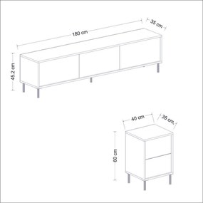 TV stolík so skrinami Imej Travertine a Gold
