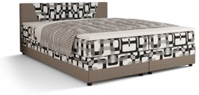 Manželská posteľ Boxspring 160 cm Linda (vzor + sivohnedá) (s matracom a úložným priestorom). Vlastná spoľahlivá doprava až k Vám domov. 1046630