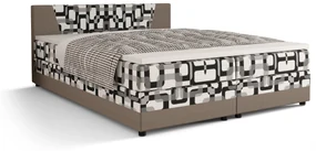 Manželská posteľ Boxspring 180 cm Linda Comfort (vzor + sivohnedá) (s matracom a úložným priestorom). Vlastná spoľahlivá doprava až k Vám domov. 1056061