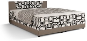 Manželská posteľ  Boxspring 180 cm Linda (vzor + sivohnedá) (s matracom a úložným priestorom). Akcia -20%. Vlastná spoľahlivá doprava až k Vám domov. 1046635