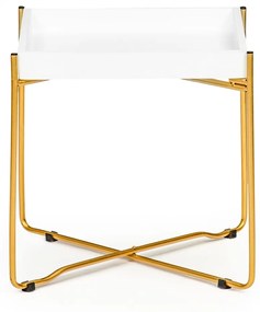 Odkladací stolík LOFT biely/zlatý