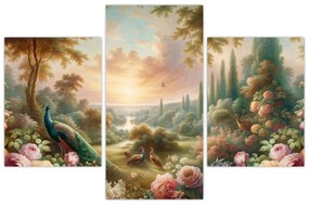 Obraz - Pávy v záhrade (90x60 cm)