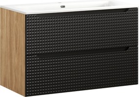 Comad Kúpeľňová skrinka s keramickým umývadlom Luxor Black 90 cm - čierna matná