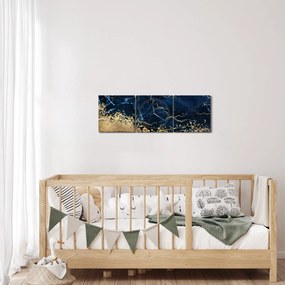 Obraz - Tmavo-modrý mramor (s hodinami) (90x30 cm)