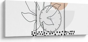 Obraz - Line art kvety N⁰3 (s hodinami) (90x30 cm)
